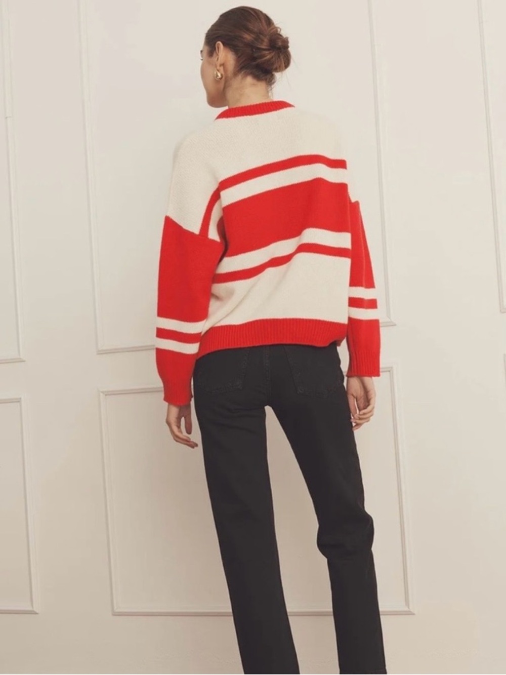 NAADAM Red and Cream 'APRÈS' Crewneck Sweater - Picture 6 of 16